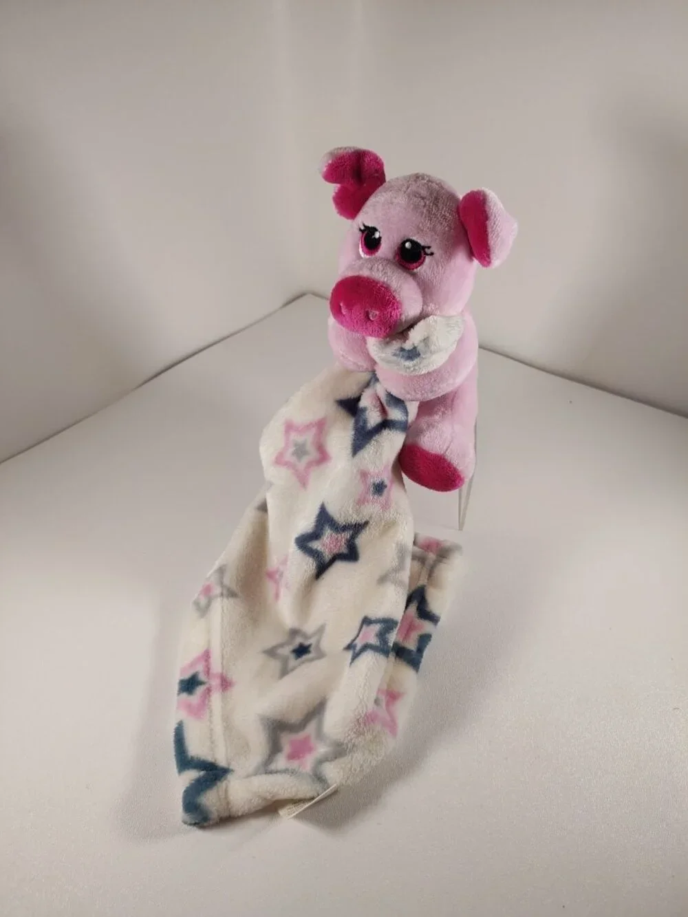 Little Beginnings Plush Pastel Pink Piglet Lovey Security Blanket Baby Stars